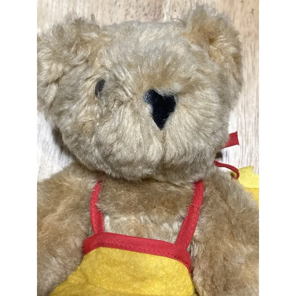 Authentic Vermont Teddy Bear Plush Jointed Suede Pads Yellow Felt Dress Red Tutu